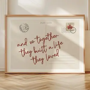 Postcard Art | Trendy Horizontal Wall Art | Love Sign | Romantic Print | Bedroom Wall Prints | Landscape Prints | Love Unframed