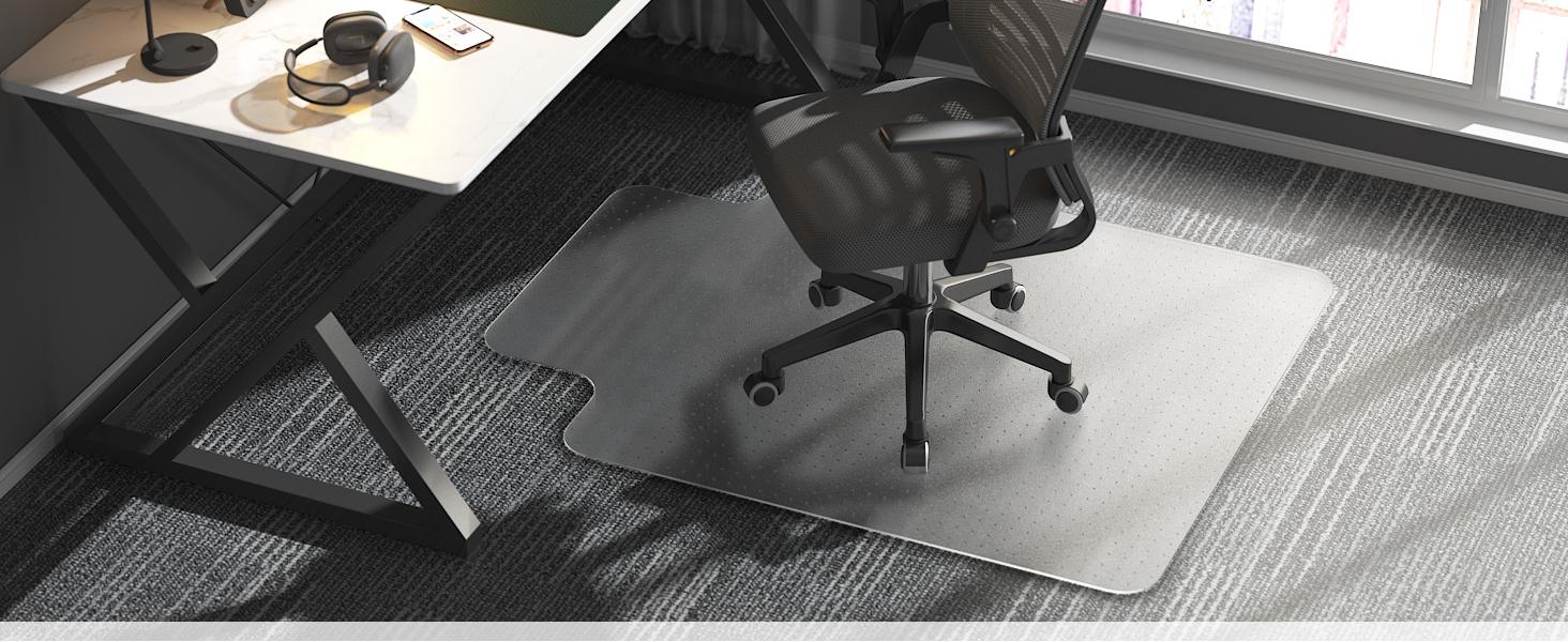 Chair Mat for Carpeted Floor with Lip,48''×36'' PVC Carpet Protector for Low Pile Carpets Heavy Duty Effective Grip Anti-Slip,Won't Crack,Easy to Clean for Office and Home