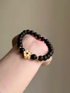 1pc Retro Ethnic Pattern Wood Chain Bracelet, Natural Wooden Fragrance, Chinese Style, Elegant Design, All Seasons Accessory