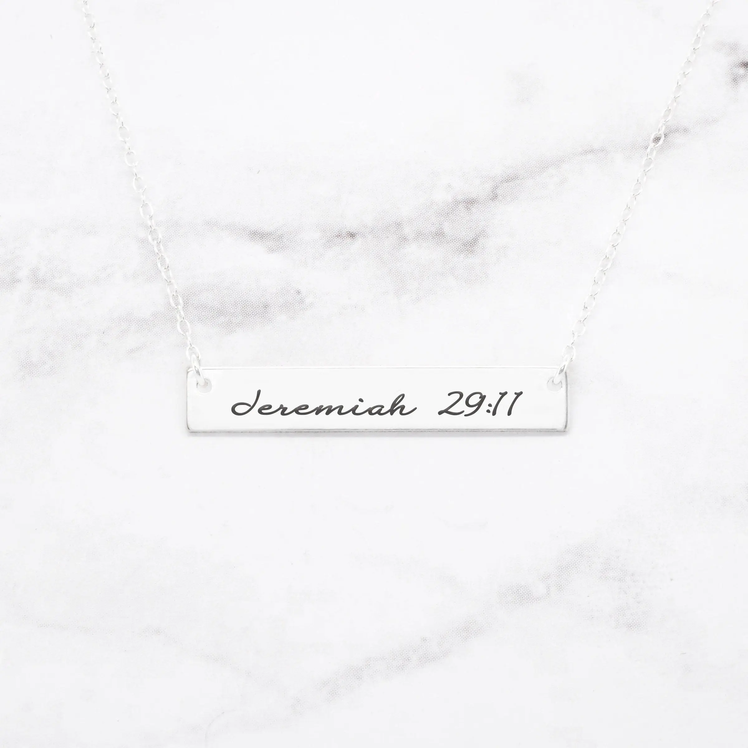 Jeremiah 29:11 Necklace - Sterling Silver Bar Necklace