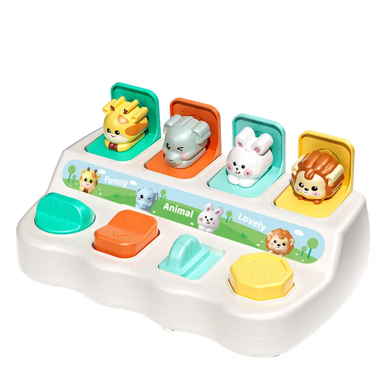 Random Color Cute Interactive Pop-Up Elephant Animal Toy, Montessori Developmental Toy with Colorful Button, Early Learning Toy for Boys & Girls