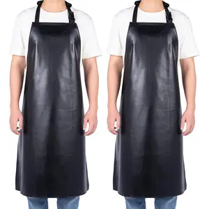 2 Pack Waterproof Rubber Aprons, Heavy Duty Butcher for Men, Chemical Vinyl Plastic Aprons for Dishwashing