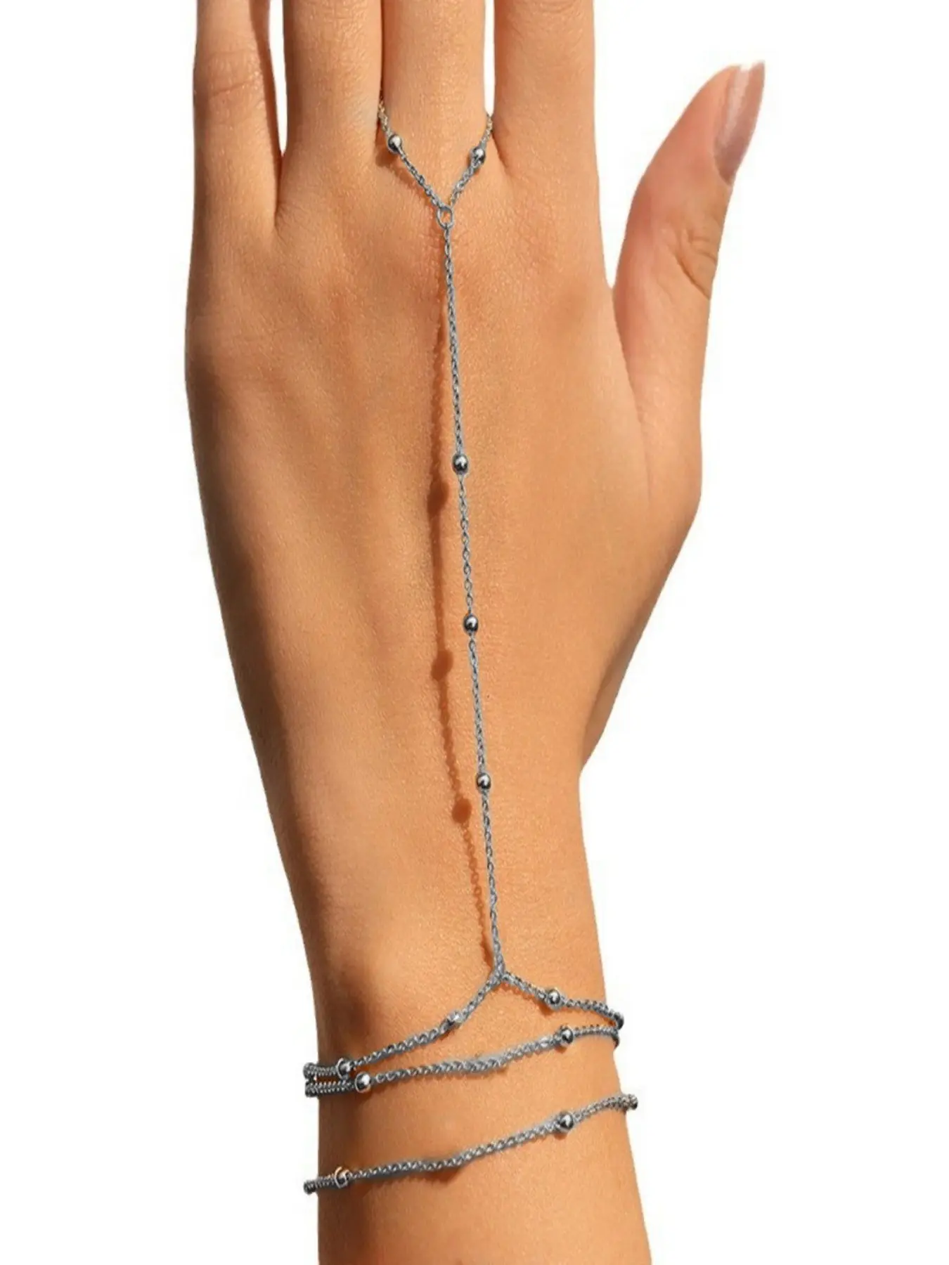 Multi layer connected finger O-chain bracelet Fashion Bracelet Jewelry is suitable for daily wear, vacation and dating occasions, and is also a surprising and exquisite small gift