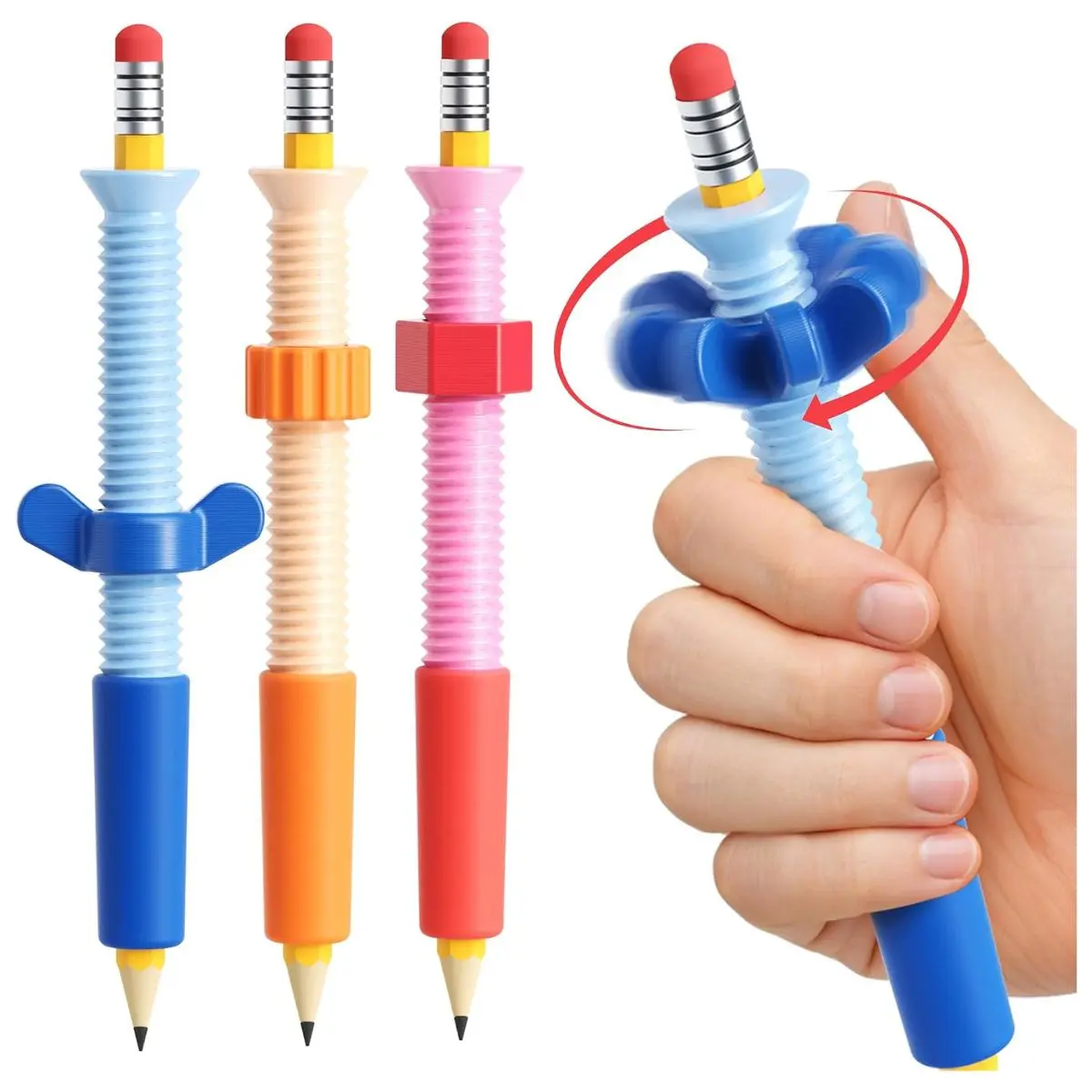 3-in-1 Pencil Fidget Toppers – Spinner Sensory Fidget Tools for School, Office & Home