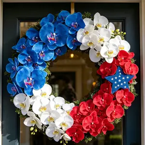 9PCS Artificial Orchids, Blue Flowers, Memorial Decor, Independence Day, Veterans Day, Tabletop, Floral Arrangements, Wreaths, Headpieces
