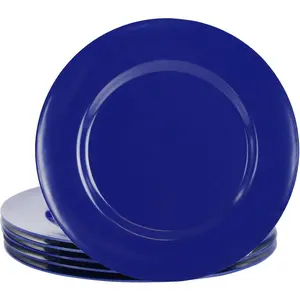 212 MAIN 6-Pieces Melamine Material Salad Plate Set, Indigo, Lightweight Kitchen Dinnerware