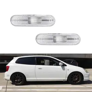 2PCS Chrome Front/Rear Bumper Side Marker Light Housings For Honda Civic Si EP3 3DR 2002 2003 2004 2005 Replace OEM 33801-S5T-A01, 33801 S5T A01, 33801S5TA01 ﻿