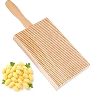 Gnocchi Board and Gnocchi Pasta Maker Wooden Pasta Rolling Board with Roller Paddle Authentic Shaper Tools for Lovers