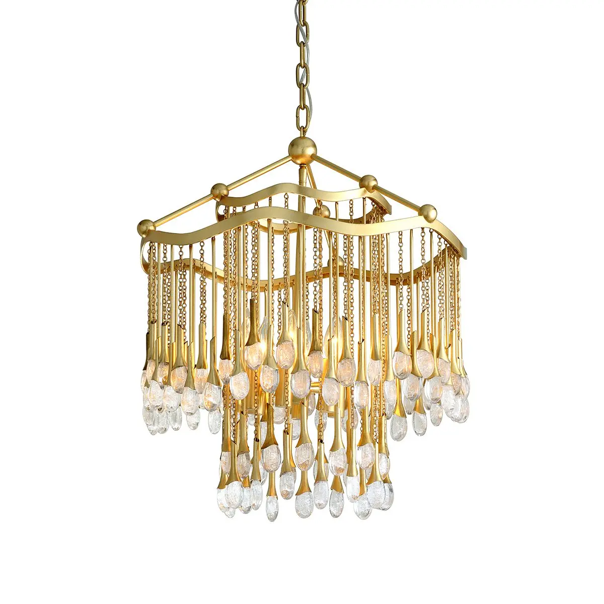 Kiara Mini Chandelier With Gold Leaf Finish – Handcrafted Elegance for Any Space