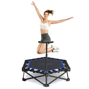 HXD-ERGO Trampoline Outdoor with Height Adjustable Handle Foldable Rebounder Trampoline for Adults Indoor Fitness Equipment Easy to Use