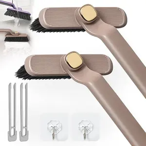 2-piece set of multifunctional rotating crevice cleaning brush, 360 degree rotating crevice cleaning brush, no dead corners hard bristle crevice brush tool for cleaning bathroom and kitchen