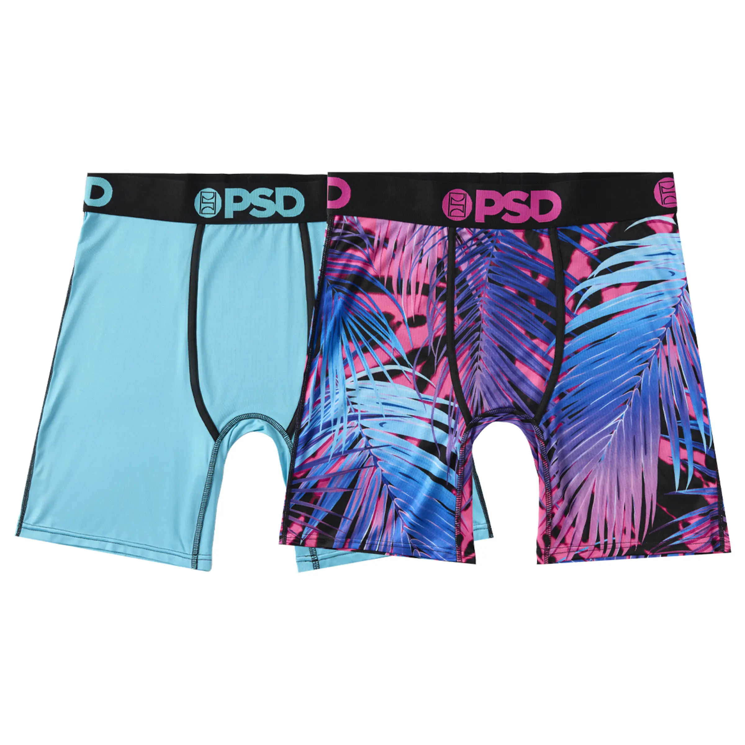PSD Mens Palm Vice Boxer Brief 2 Pack - Standard Length 7 Inch Inseam, Soft and Breathable Poly Blend Fabric PSD Mens Palm Vice Boxer Brief 2 Pack - Standard Length 7 Inch Inseam, Soft and Breathable Poly Blend Fabric