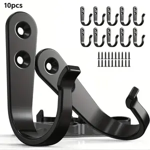 Wall Mounted Hook, 10pcs/set Iron Coat Hook, Wall Mounted Metal Hanger, Rust-resistant Painted Hook, Rustproof Sturdy Hooks for Home & Office Decor, Decoration Organiser, Wall Mount Design, Wall Mounted Holder