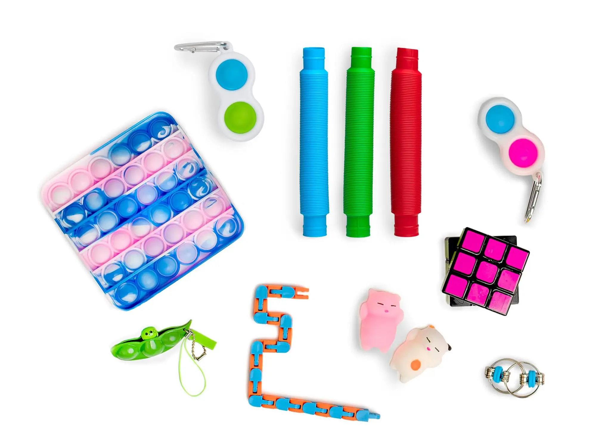 12-Piece Calming Sensory Fidget Toy Set, Fidgets for Anxiety Pack with Simple Dimple, Pop Tubes & More, Ages 12+ Bob Gift