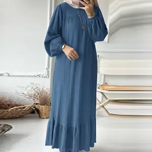Eid Khimar Long Sleeve Abaya Dubai Turkey Islam Muslim Oversized Robe Kaftan Modest Dress for Women Kebaya Damen