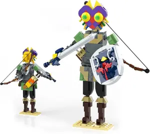TENHORSES BOTW Link Building Set Majora's Mask Link Action Figures Holding Master Sword & Hylian Shield TOTK Adventure Game Collection 407Pcs Birthday Gift for Boys Girls Game Fans