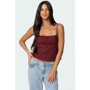 Linen Look Open Back Top