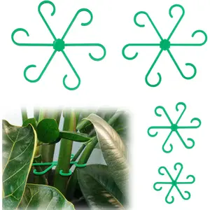 4pcs Climbing Houseplant Stem Supports, Plastic Plant Climbers Stem Holders Reusable Flower Plant Stakes Trellis Stem Hook Growth Accessories for Plant