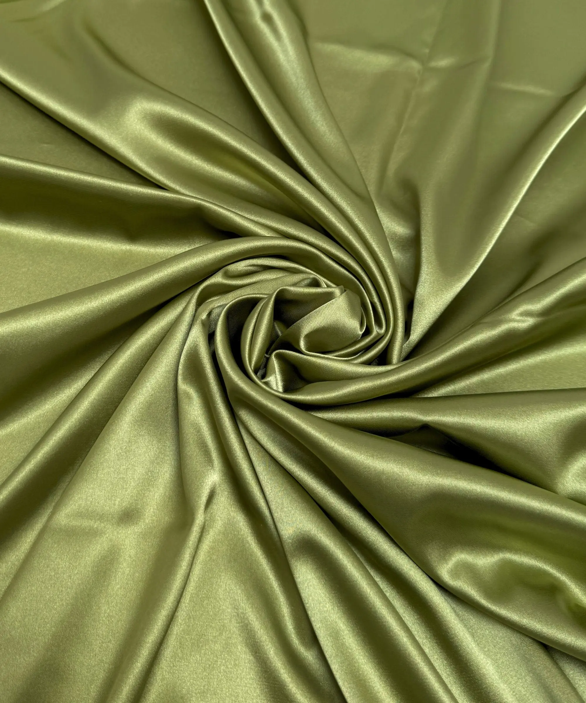 Olive Green Silky Stretch Satin