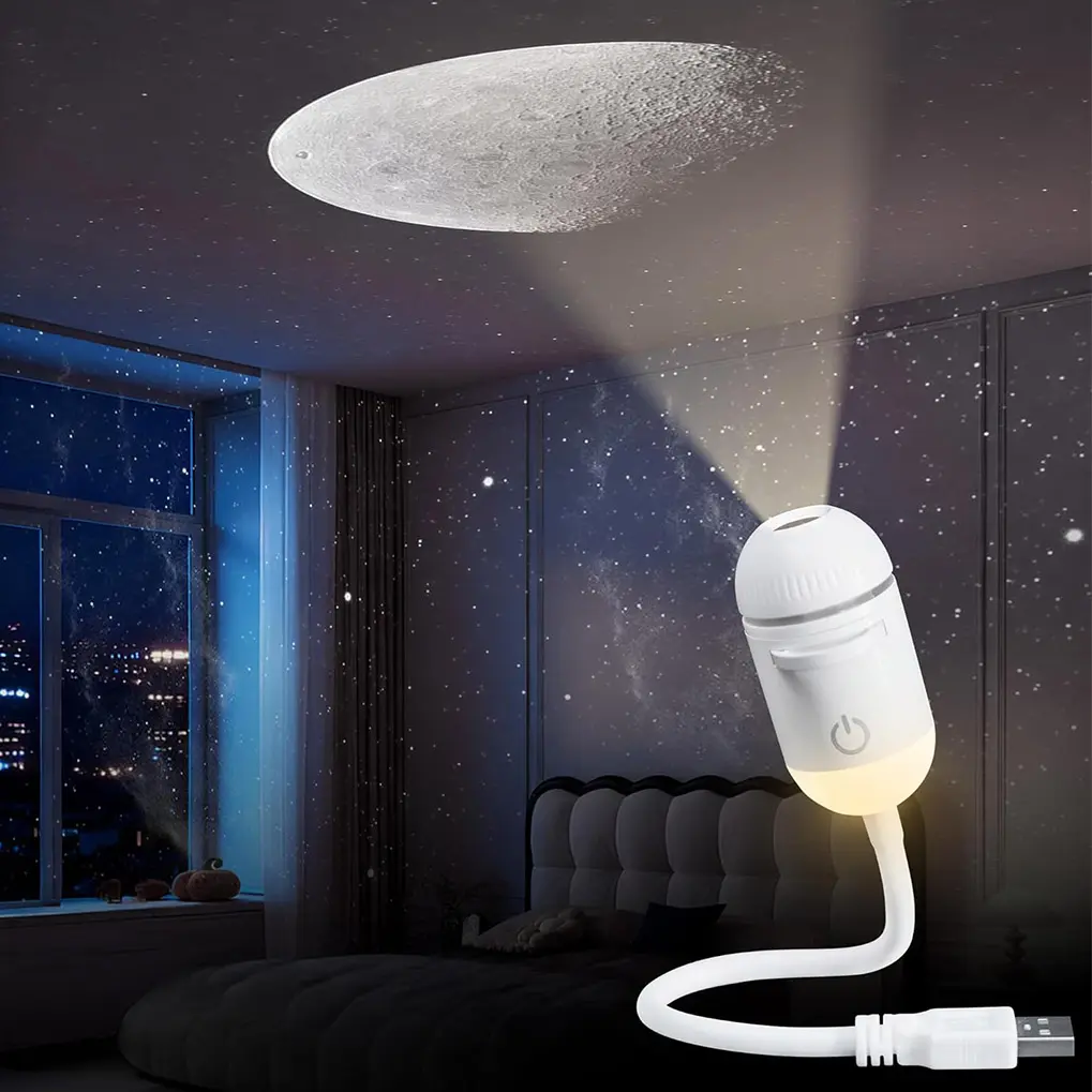 2-in-1 Adjustable Galaxy Projector Lamp, Portable Tabletop Starry Sky Projector with 5 Sliding Projection Films, Mini LED Abs Wall Lamp for Bedroom Adults, Night Light