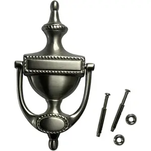 Solid Brass Victorian Rope Type Door Knocker, 7-3/8", Satin Nickel, 1 Pack, Made in Taiwan
