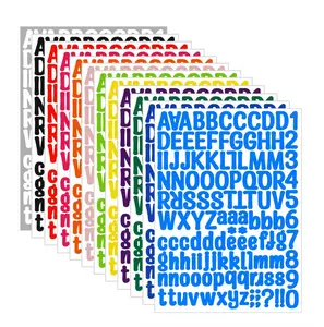 12 Sheets 1in Multicolor Self-Adhesive Vinyl Alphabet Stickers with Mailbox Numbers for Scrapbooking, Birthday Card, Graduation Caps, Water Bottles
