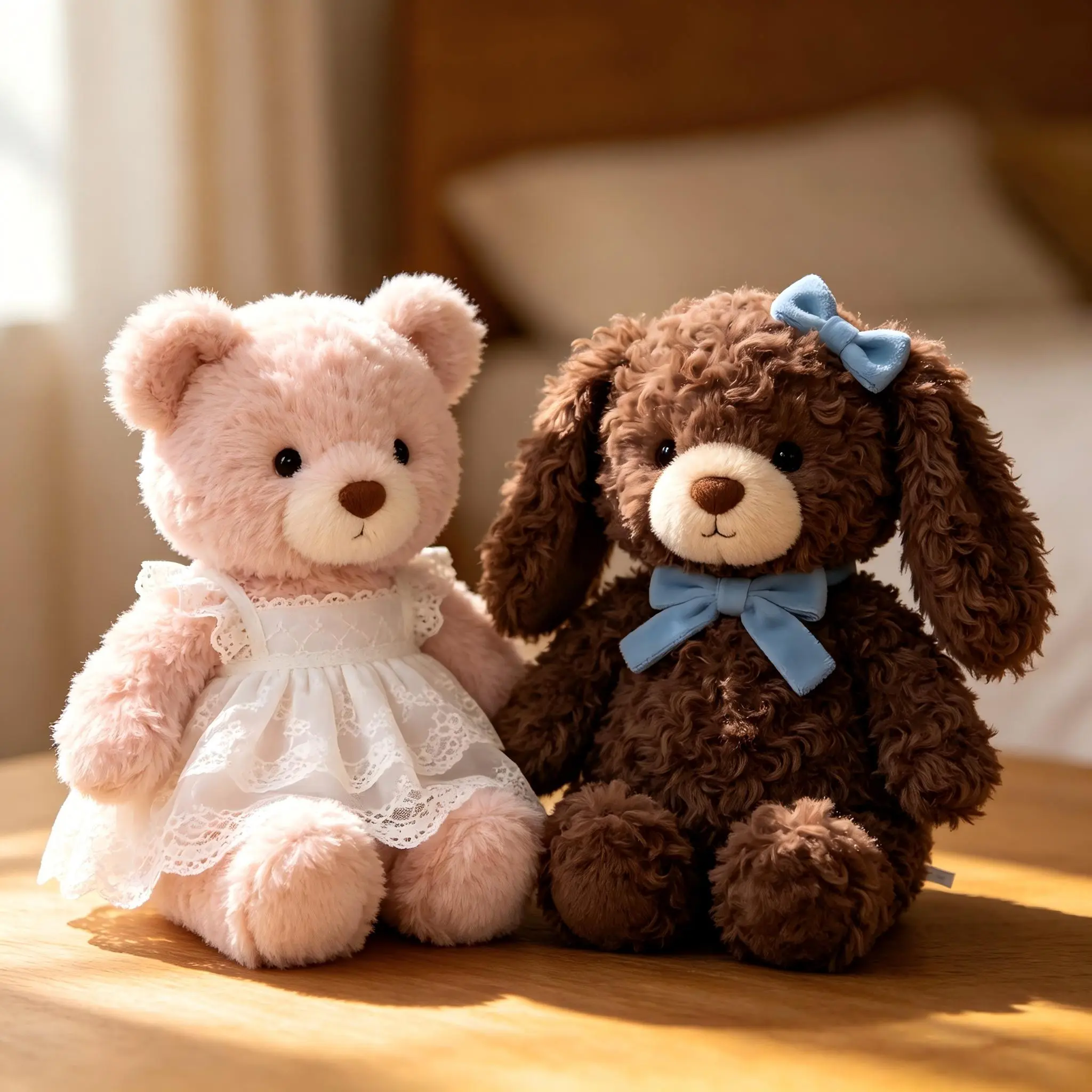 Soft Cute Plush Teddy Bear & Bunny Stuffed Animal Toy, Fluffy Stuffed Doll Gift for Kids Baby Shower Birthday Home Decor