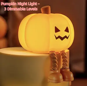 Kids Gift Night Light, Home Decorations,MiniLED Pumpkin Lamp with 3 Level Dimmable,Nursery Nightlight for Kids, SiliconeRechargeable Bedside Touch Lamp, for Kids