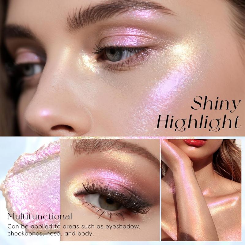 Chameleon Holographic Highlighter Palette, Multichrome Cream Multi-use Eyeshadow Shifting Sparkling Color Shifting Inner Corner Eye Highlighter Brightener for Mermaid Makeup