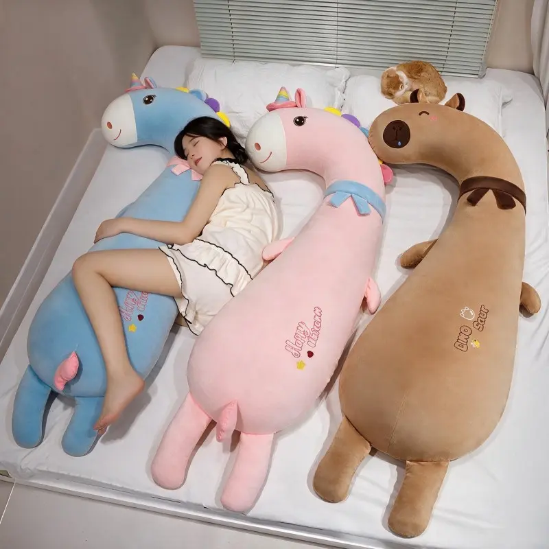 Ultra-Soft Cushioned Stuffed Toy Pillow - J-Type Leg-Holding Design, Cute Duck with Legs Between Its Knees & Avocado Styles, Sleep Support Stuffed Toys, Side Sleeping Companion, Soothing Birthday Gift for Girls