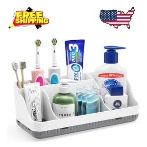 Bathroom Counter Organizer and Storage, 7 Slots Detachable Toothbrush Holders