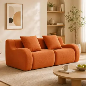 Modular Sectional Sofa for Living Room, 2-Seat Free Combination Loveseat, Ergonomic Curved Cloud Couch with 32D High-Density Sponge, Soft Breathable Modern Sofa for Small Spaces