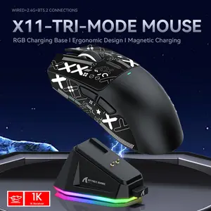 ATTACK SHARK X11 Gaming Mouse with Magnetic Charging Dock, PixArt PAW3311 Gaming Sensor, BT/2.4G Wireless/Wired