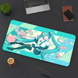 Hatsune Miku Desk Mat - Vocaloid Themed Mousepad, Round Neck Classic Man Top for Miku Fans