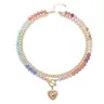 Women's Dopamine-Enhanced Colored Beaded 2-Layer Heart Choker - Adjustable Layered Clavicle Chain with Stacked Pendants, Cute Accessories, Whimsical Gift Costume Jewelry for Women