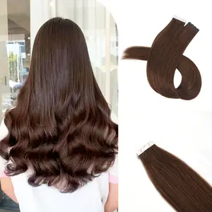 Vlasy 16inch Mini Tape in Hair Extensions Natural 100% Human Hair 16pcs/pack Straight Seamless Skin Weft Hair Extensions for Women