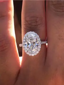 Elegant Rhinestone Decorated Ring for Women, Fashion Oval Ring for Party, Daily Clothing Decor, Trendy All-match & Exquisite Jewelry for Birthday/Anniversary Gift, Statement Rings