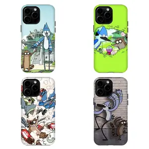 R-Regular Show Phone Case Mordecai & Rigby Cartoon Design Compatible for iPhone 17 16 15 14 13 12 11 and for Samsung S21-S25 Perfect Gift for Him & Her