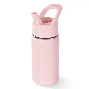 12oz Kids Stainless Steel Water Bottle, Insulated Leak Proof Cup with Straw & Handle for School Outdoor Travel