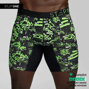 Step One Men's Boxer Brief - Neon Tags, Anti-Chafe, Breathable Bamboo Fabric, UltraGlyde Panels, Hidden Elastic Pouch, Premium Underwear, Athletic Daily wear