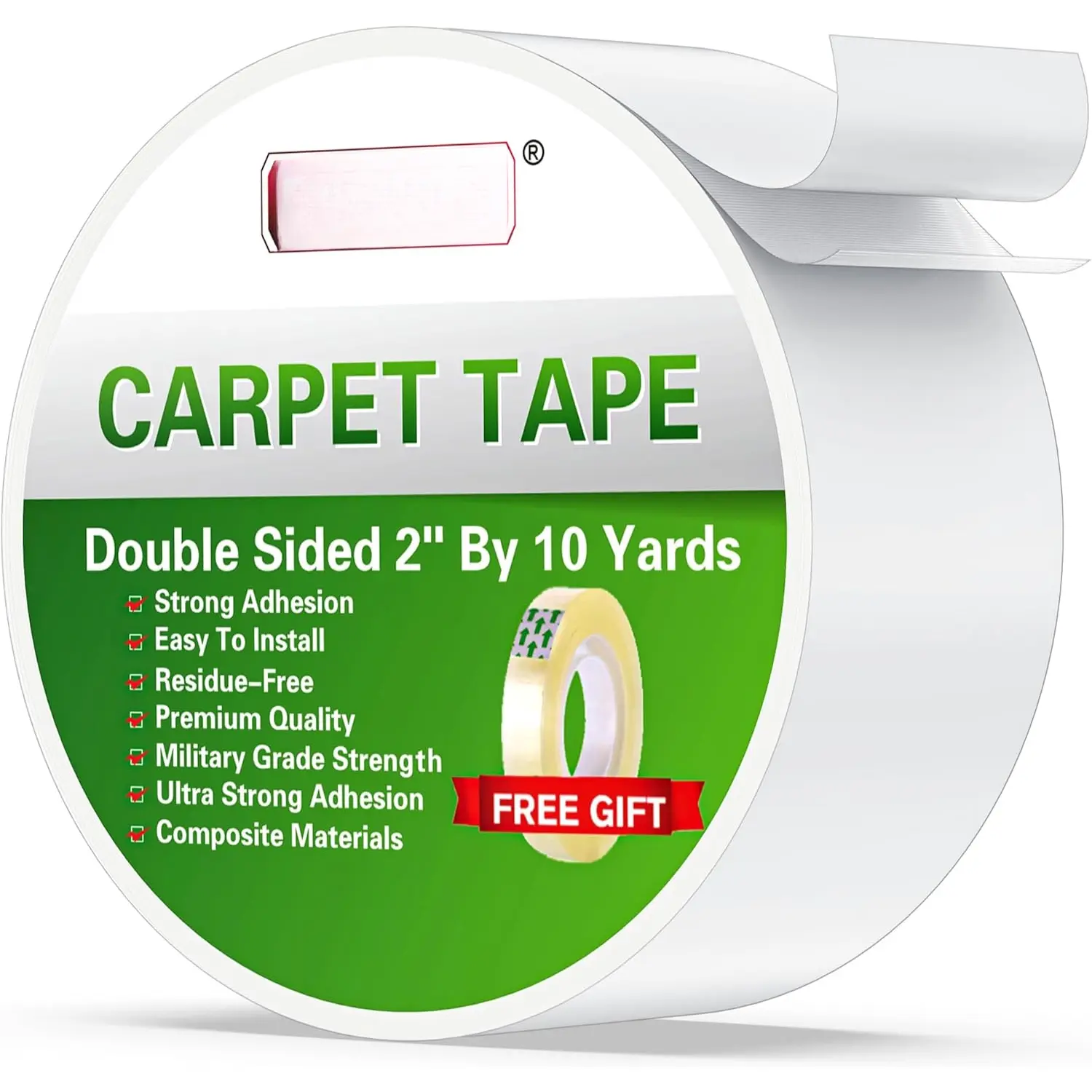 Double Sided Removable Rug Tape - Carpet Adhesive for Hardwood Floors,Non Slip Anti Curling Floor Tape for Area Rugs,Mats,Carpets - No   Hold for Tile, 2Inch x 10Yards,White