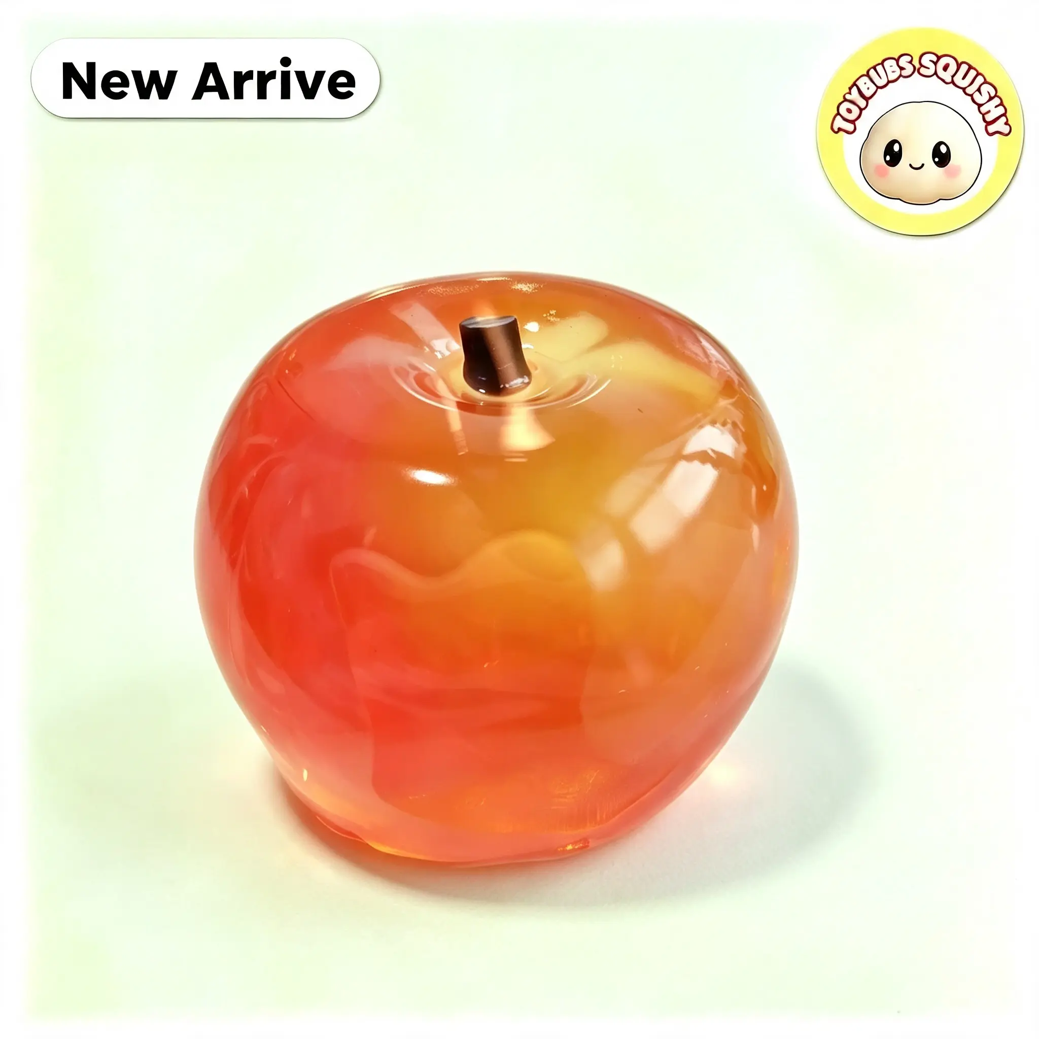 Amber Round Apple Food-Grade Silicone Squishy Charm, DIY Keychain & Bag Charm, Holiday Gift, Birthday Gift, Best Friend Gift