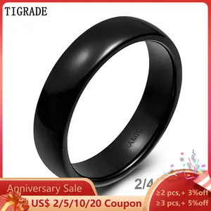TIGRADE 2/4/6mm Black Ceramic Ring Polished Men Women Wedding Rings Engagement Band Female bague Anti-Scratched Plus Size 4-14