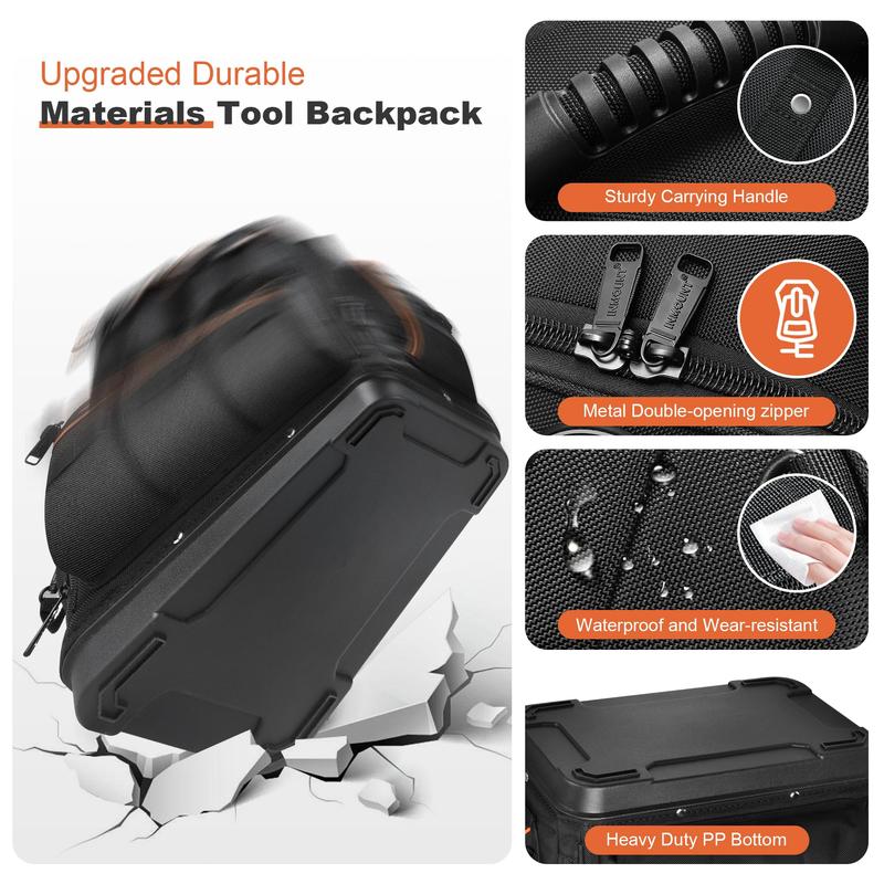 Tool Backpack with 2 Small Tool Bags - LOKASS Tool Backpack Heavy Duty Tool Organizer, Water-resistant HAVC Tool Backpack Electrician Tool Box with Molded Base Tool Backpack with 2 Small Tool Bags - LOKASS Tool Backpack Heavy Duty Tool Organizer, Water-resistant HAVC Tool Backpack Electrician Tool Box with Molded Base