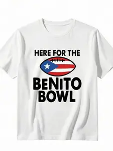 HERE FOR THE BENITO BOWL-Benito Bowl Graphic Print Round Neck Tee, Unisex Casual Fitted Shirt, Perfect Gift for Benito Bowl Fans, Ideal for Game Day Events
