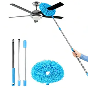 1pc Ultra-Fine Fiber Dusting Brush for High Ceilings, 145cm/57inch Extendable Handle Set, Easy Clean, Reusable, Ideal for Fan and Spider Web Cleaning, Ceiling Fan Duster