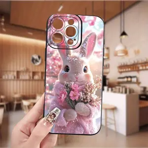 An Easter bunny print phone case, TPU soft protective case, suitable as a birthday or holiday gift for men and women, perfect for Easter/Valentine's Day/St. Patrick's Day/New Year's gifts. Compatible with iPhone 16, 15, 14, 13, 12, 11 Plus, and Pro Max.