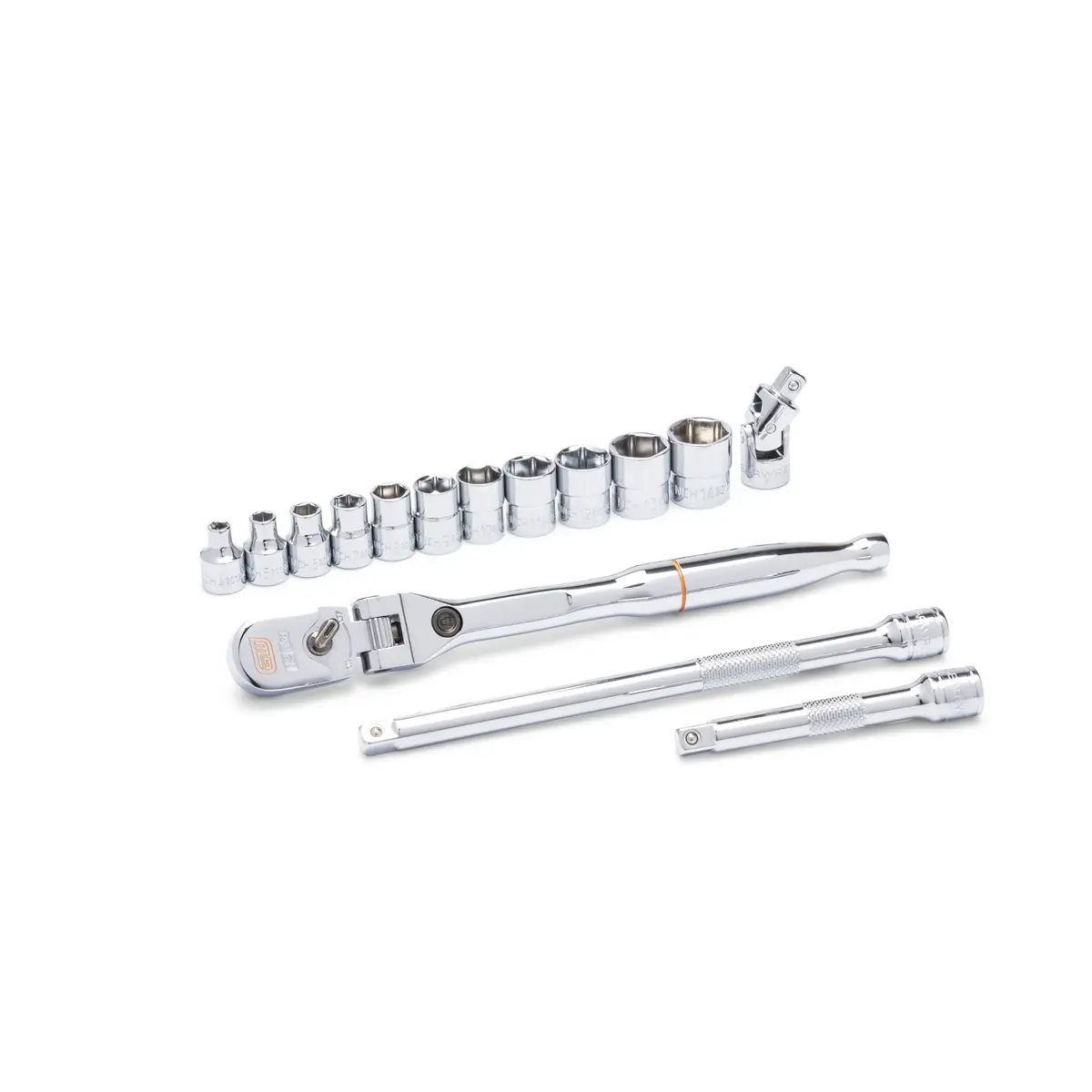 GearWrench KDT81390 0.25 in. Drive 120XP Locking Flex Head Ratchet & 6-Point Metric Stubby Socket 15-Piece Mechanics Tool Set, Flex Head Wrench Sets, Heavy Duty Ratchet Wrenches, Heavy Duty Ratchet Wrench Sets