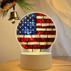 American Flag Acrylic LED Night Light, Creative Home Decor Lamp with Switch, USB Powered Bedside Ambiance Light, Bedroom Desk Lamp