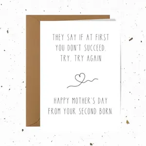 Mother's Day Card From Second Born | Funny Mother's Day Card